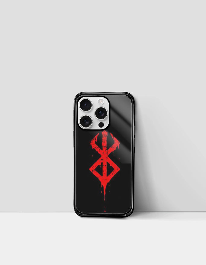 Black iPhone case with red symbol design from AnimeVerseStore berserk iPhone case