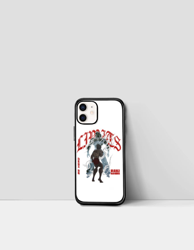 CHAOS X BAKI anime case with character design in black and white on white background