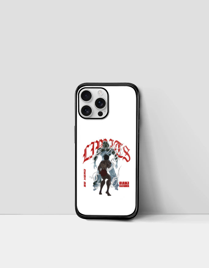 CHAOS X BAKI anime case with character design and bold red text for smartphone protection