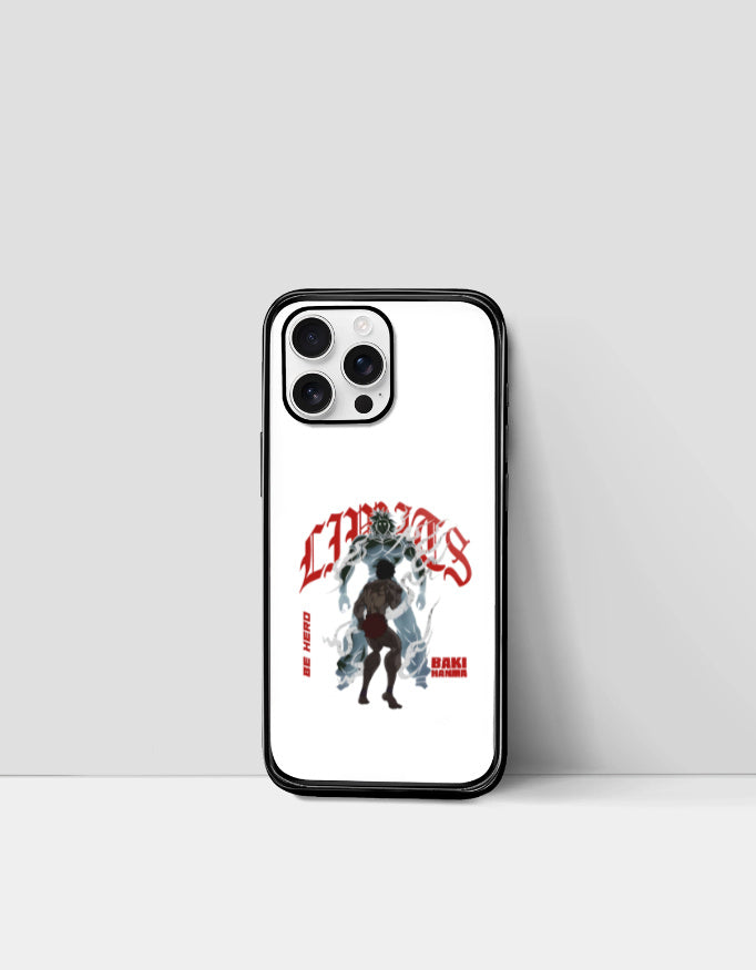 CHAOS X BAKI anime case featuring characters from Baki with black border on a white background