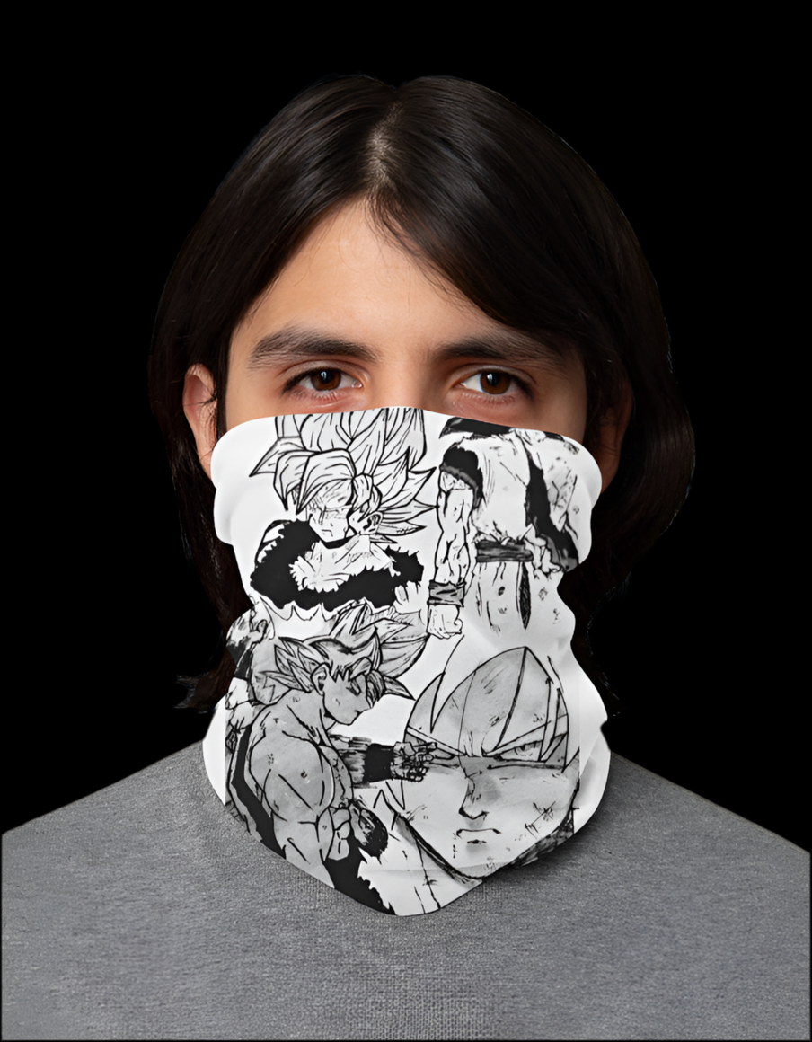 Dragon Ball Z face cover merch featuring various iconic characters in a stylish design