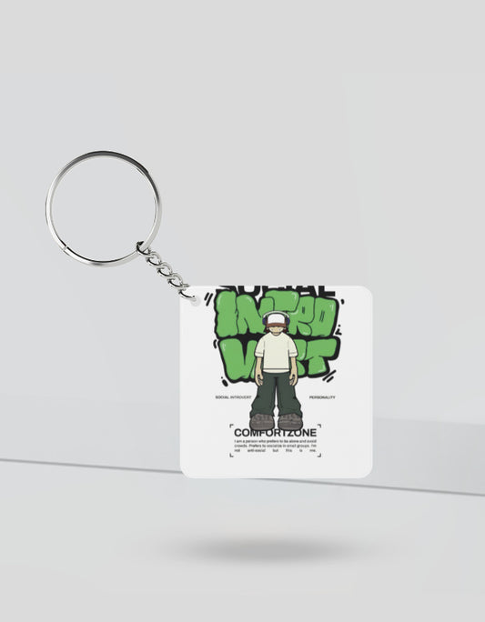 Anime inspired Gen Z keychain accessories featuring cartoon character design and graffiti text