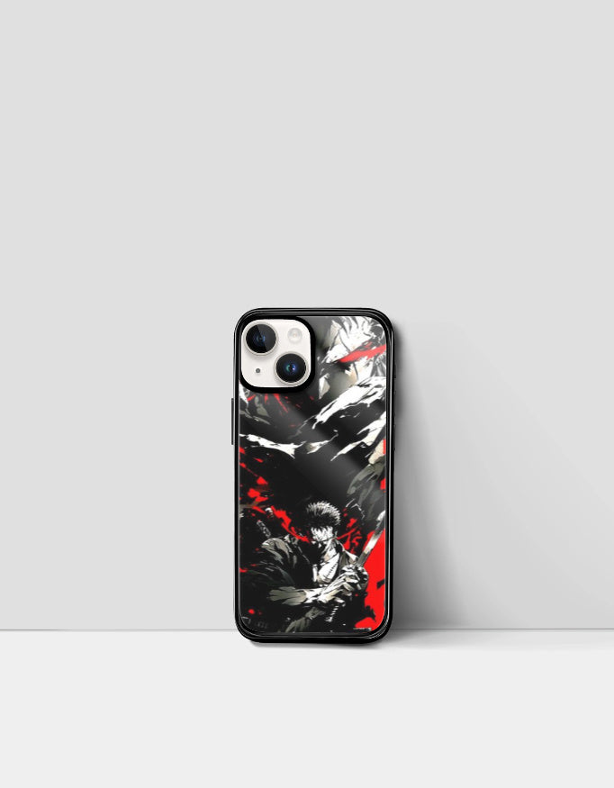 Guts iPhone case anime design featuring dark and intense artwork with red and black colors