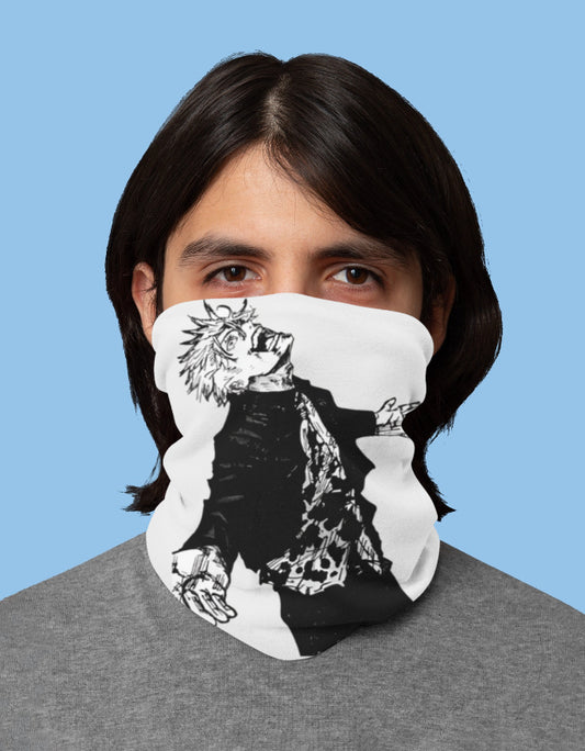 Jujutsu Kaisen Gojo bandana featuring a striking design of Gojo with a stylish look