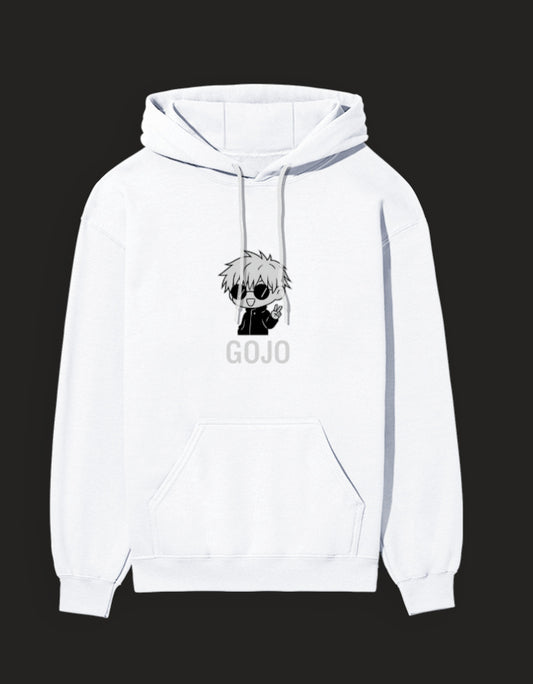 White Gojo hoodie Jujutsu Kaisen featuring a unique character design and a cozy fit