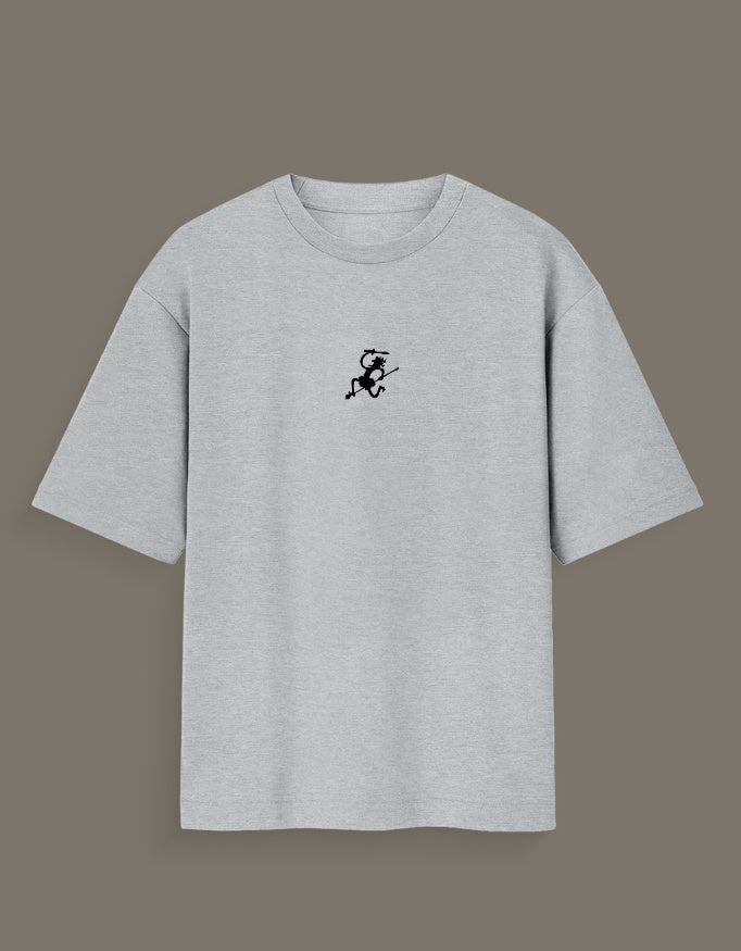 Gray Luffy Gear 5 hand sketch t-shirt with small black sketch design on front from AnimeVerseStore