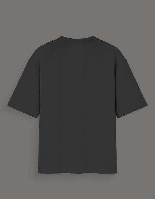 Black Naruto oversized t-shirt showing the back view with short sleeves and relaxed fit