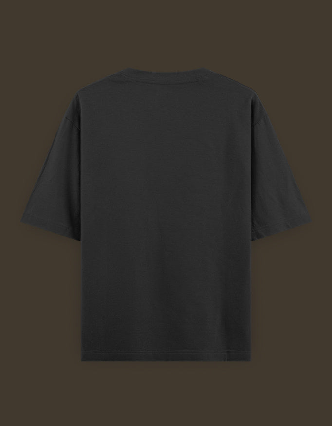 Back view of black cotton blue lock artist tee by AnimeVerseStore short sleeve oversized fit