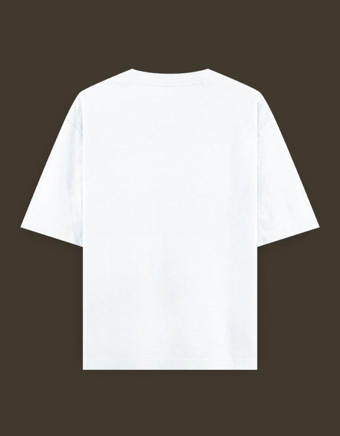 Back view of blue lock artist tee as plain white short sleeve shirt with relaxed fit and blank back