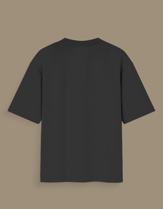 Black personalized oversized T-shirt India with a plain back design from AnimeVerseStore
