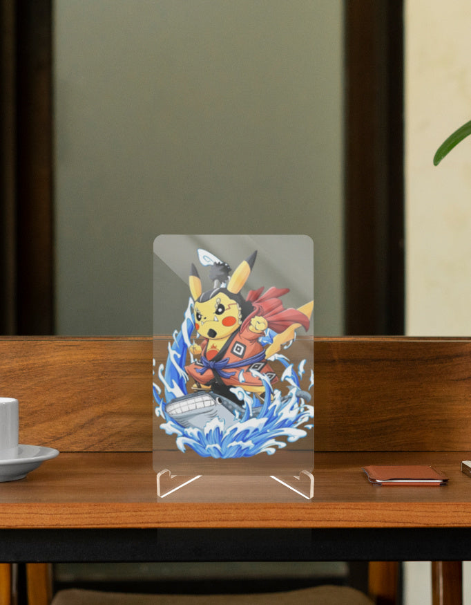 Pikachu x Jimbe table figure featuring Pikachu in a pirate outfit with vibrant ocean waves