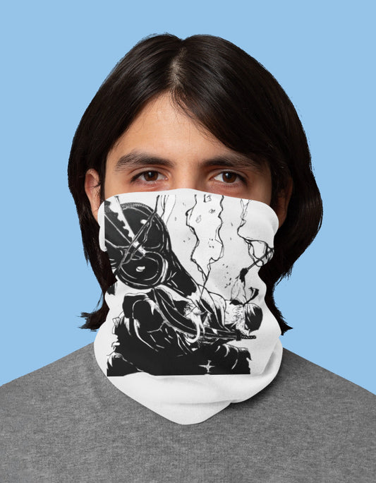Roronoa Zoro anime bandana featuring a striking black and white design on a versatile neck gaiter