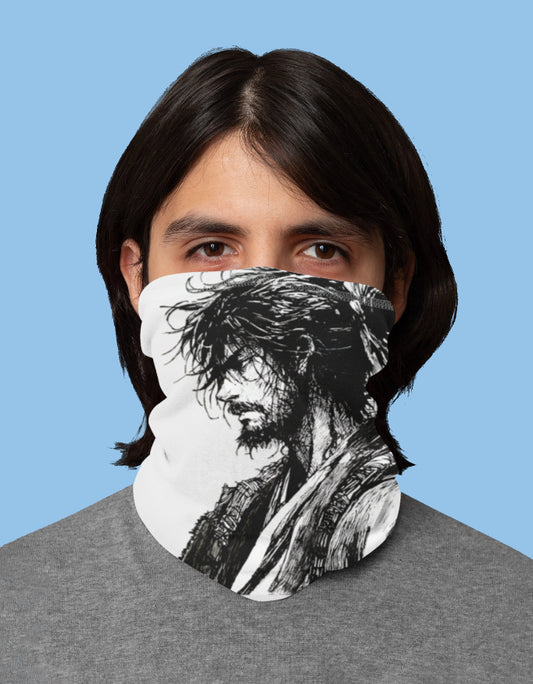 Rouge Shinobi Bandana featuring a detailed samurai design, perfect for cosplay and everyday wear