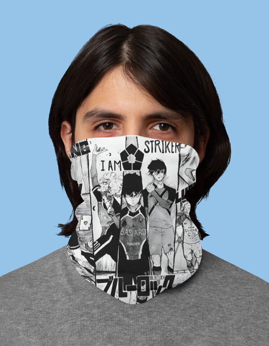 Rouge Shinobi Blue Lock bandana featuring anime characters in a stylish design for fans