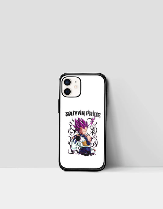 Saiyan Pride phone case featuring a powerful anime warrior with purple hair and energy aura