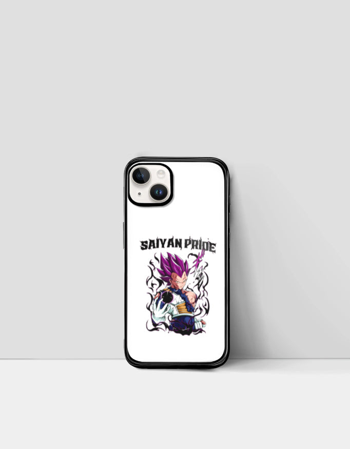 Saiyan Pride phone case featuring purple-haired anime warrior design on white background