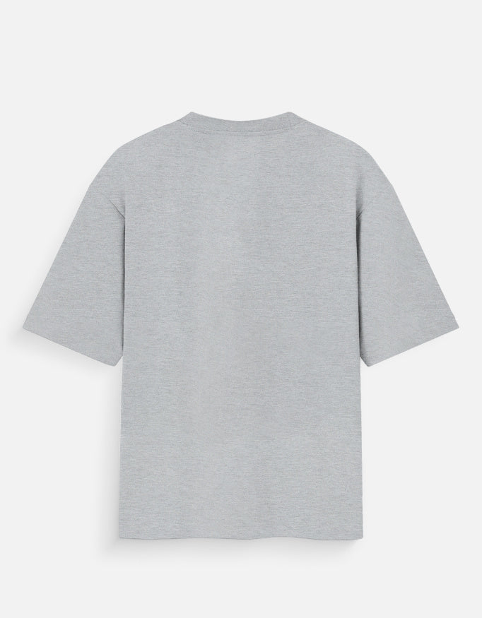 Back view of a plain gray Saiyan Pride unisex tee with short sleeves and crew neck