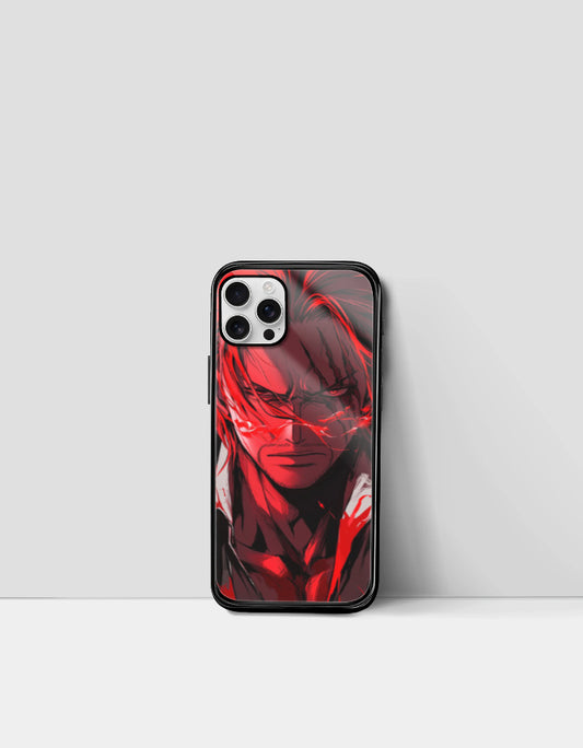 Shanks iPhone case featuring a detailed red and black anime design of Shanks from One Piece