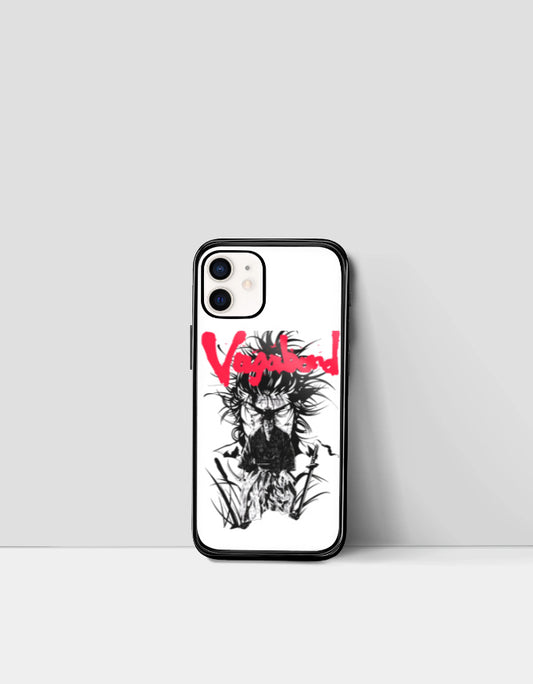 Vagabond anime iPhone case with black and white samurai artwork and red lettering