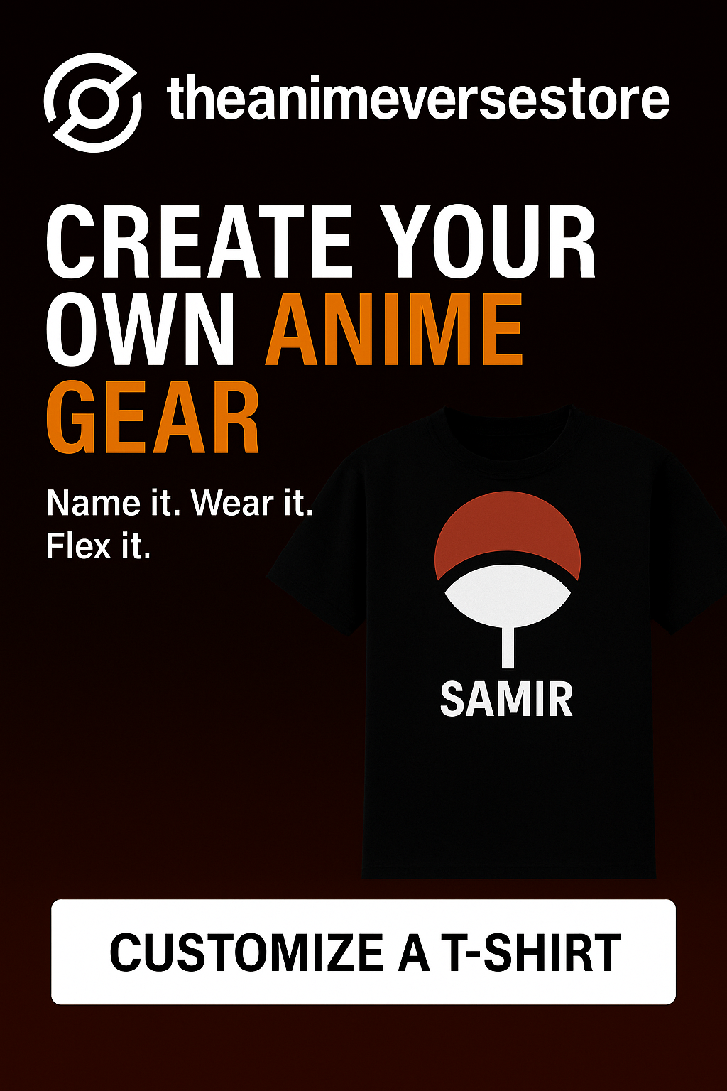 Customize your own anime gear and make your own tee with personalized designs and names