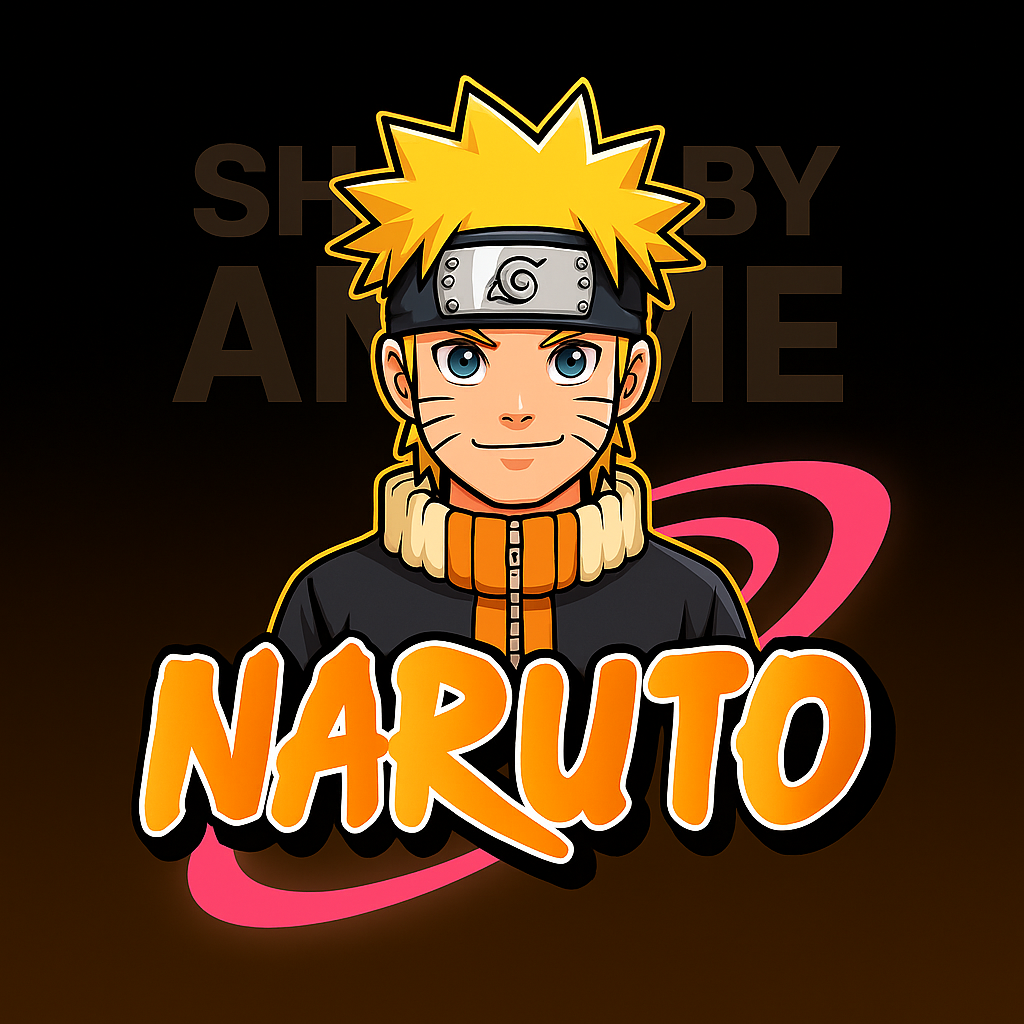 Naruto anime character illustration with text Naruto for Naruto exclusive merch collection