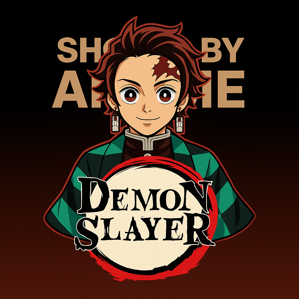 Demon Slayer merch India featuring Tanjiro Kamado character artwork on a dark background