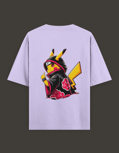 Pikachu Akatsuki t-shirt featuring a Pikachu in a ninja outfit with a hood and bright colors