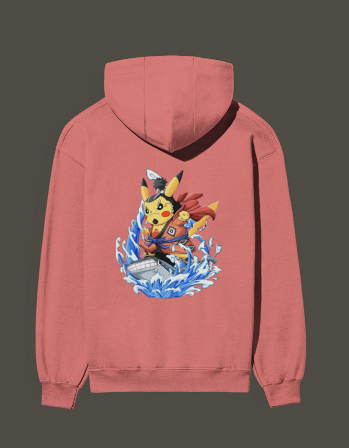 Hydration-themed Pikachu the first son of sea hoodie in pink with unique design and cozy fit