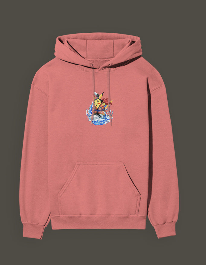 Pikachu the first son of sea hoodie in pink with a vibrant graphic design on the front