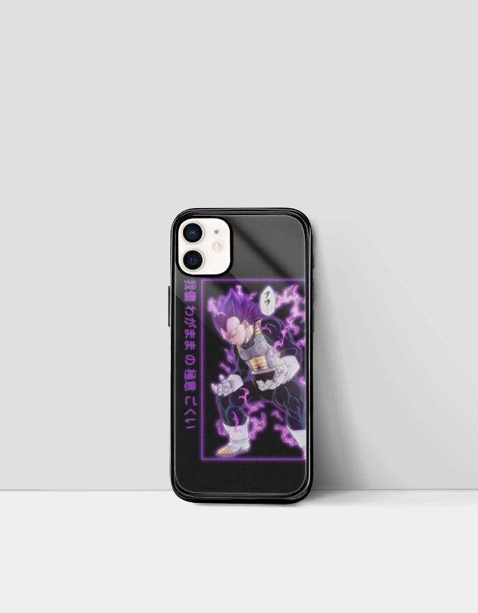 Black phone case featuring anime character with purple lightning design aesthetic anime phone case