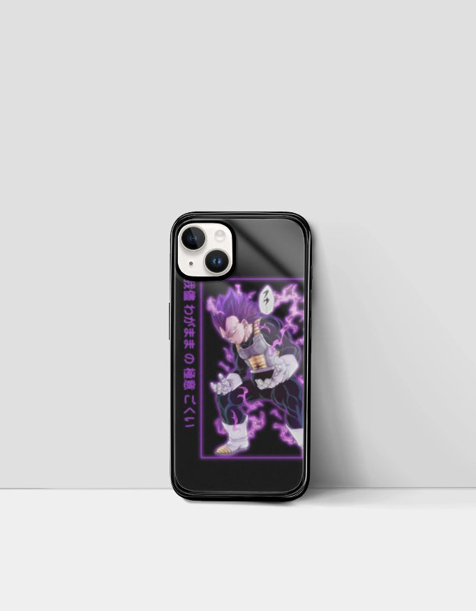 Black phone case featuring purple energy anime character design aesthetic anime phone case