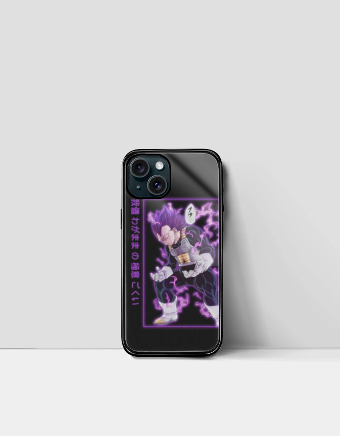 Black anime phone case featuring purple electric aura character design aesthetic anime phone case