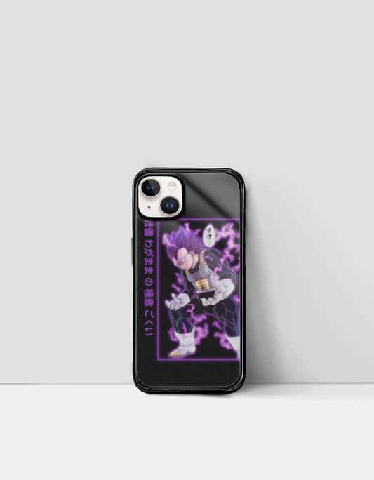 Black aesthetic anime phone case featuring a purple lightning anime character design
