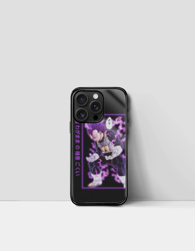 Black phone case featuring purple electric anime character design aesthetic anime phone case