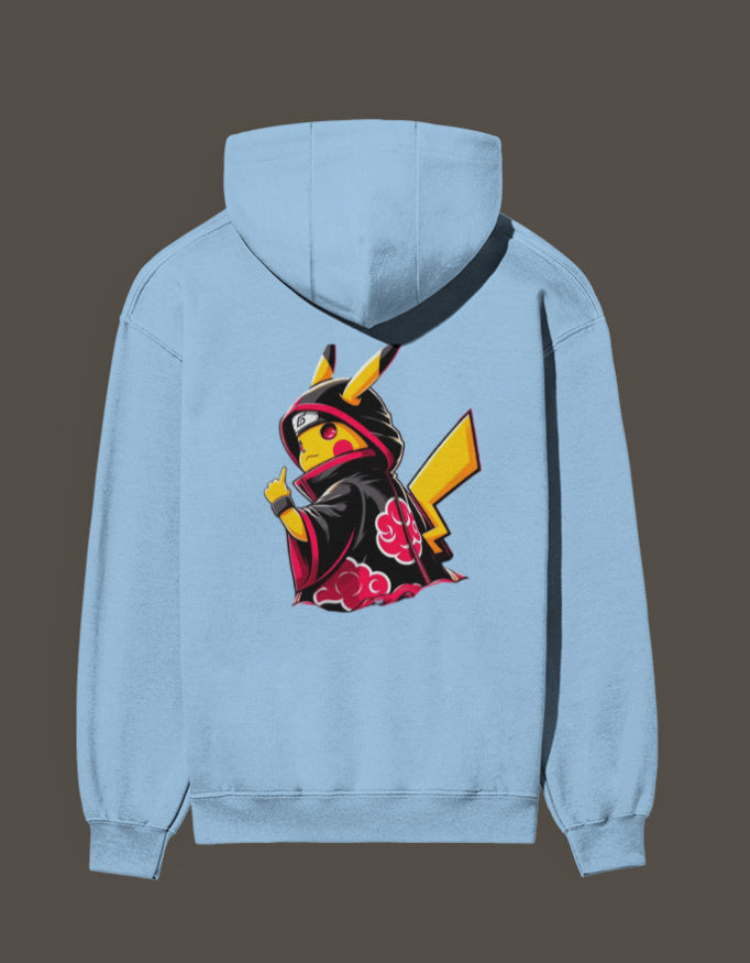 Akatsuki Pikachu hoodie featuring a unique design with Pikachu wearing an Akatsuki cloak