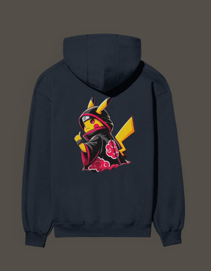 Akatsuki Pikachu hoodie featuring a cool Pikachu in an Akatsuki cloak design
