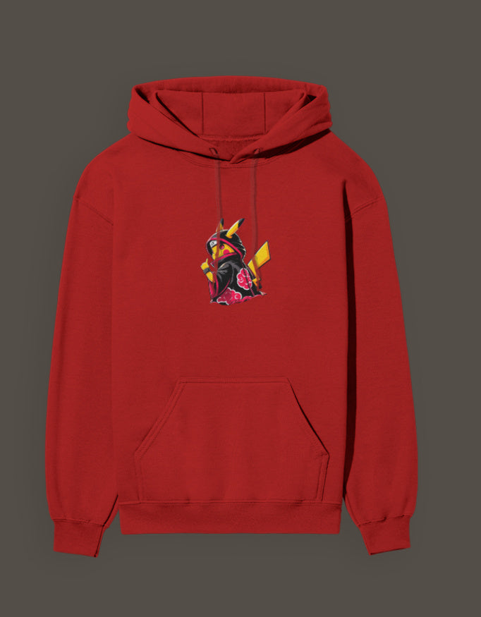 Red Akatsuki Pikachu hoodie featuring a unique design for anime fans