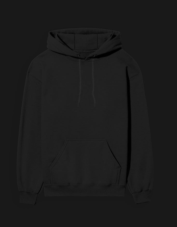 Black 420 anime hoodie with a spacious front pocket and adjustable drawstring hood