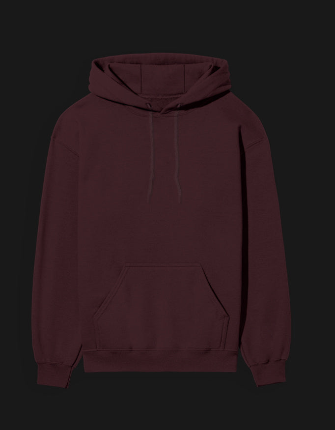 Burgundy 420 anime hoodie with a spacious front pocket and adjustable drawstring hood