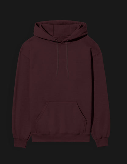 Burgundy 420 anime hoodie with a spacious front pocket and adjustable drawstring hood