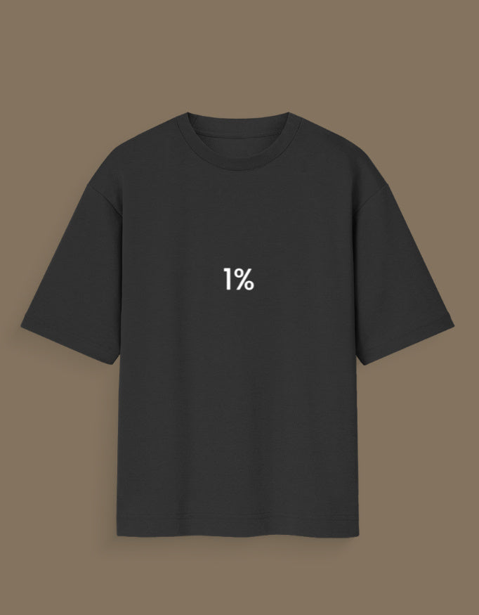 AnimeVerseStore black oversized crewneck tee with small white 1 percent chest print anime aesthetic t-shirt