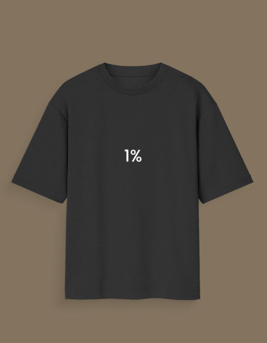 AnimeVerseStore black oversized crewneck tee with small white 1 percent chest print anime aesthetic t-shirt