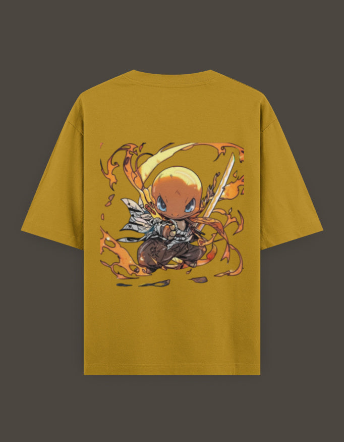 Charmander x Flame Hashira anime t-shirt featuring a cute character design and vibrant colors