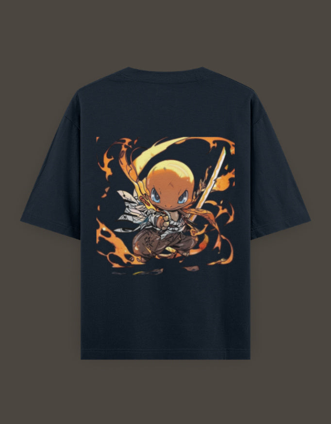 Charmander x Flame Hashira anime t-shirt featuring a vibrant graphic design of a fire-themed character