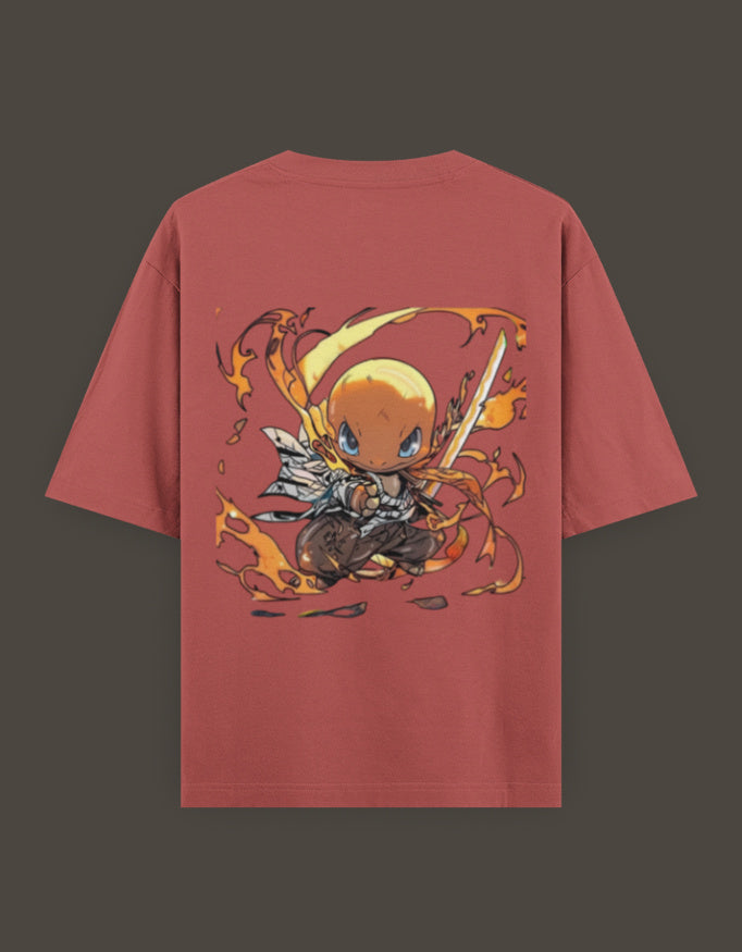 Charmander x Flame Hashira anime t-shirt featuring a vibrant design of Charmander in flames