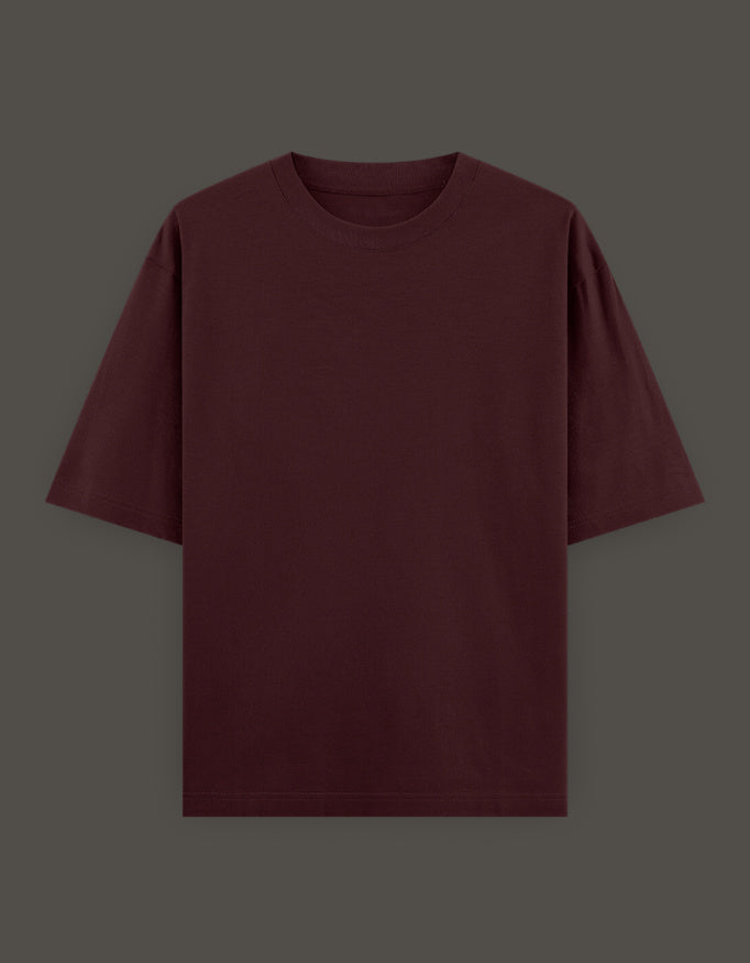 Burgundy oversized t-shirt featuring unique designs, perfect as an anime crossover t-shirt for Gen Z