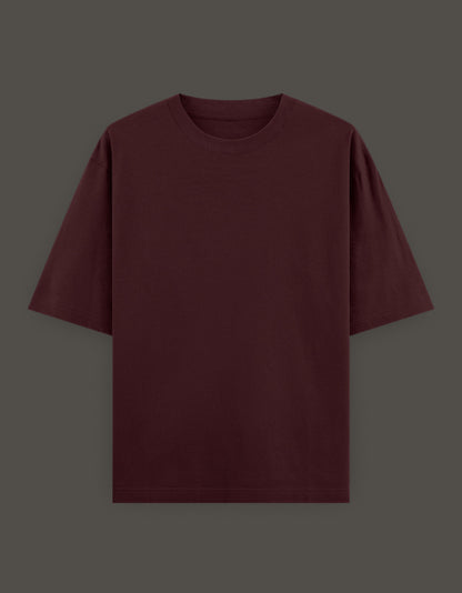 Burgundy oversized t-shirt featuring unique designs, perfect as an anime crossover t-shirt for Gen Z
