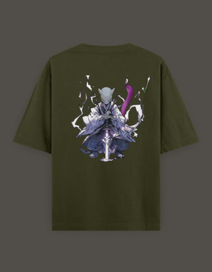 Anime crossover t-shirt for Gen Z featuring a bold graphic of a character with a sword