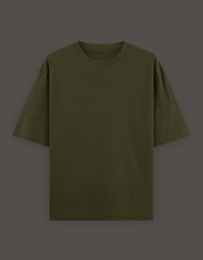 Olive green oversized anime crossover t-shirt for Gen Z with a relaxed fit and soft fabric
