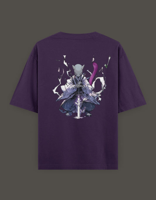 Anime crossover t-shirt for Gen Z featuring a stylish character design on a purple background